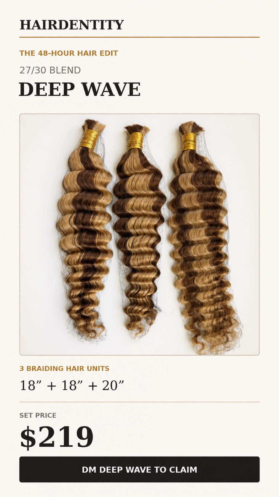 Honey Blend Deep Wave Human Braiding Set