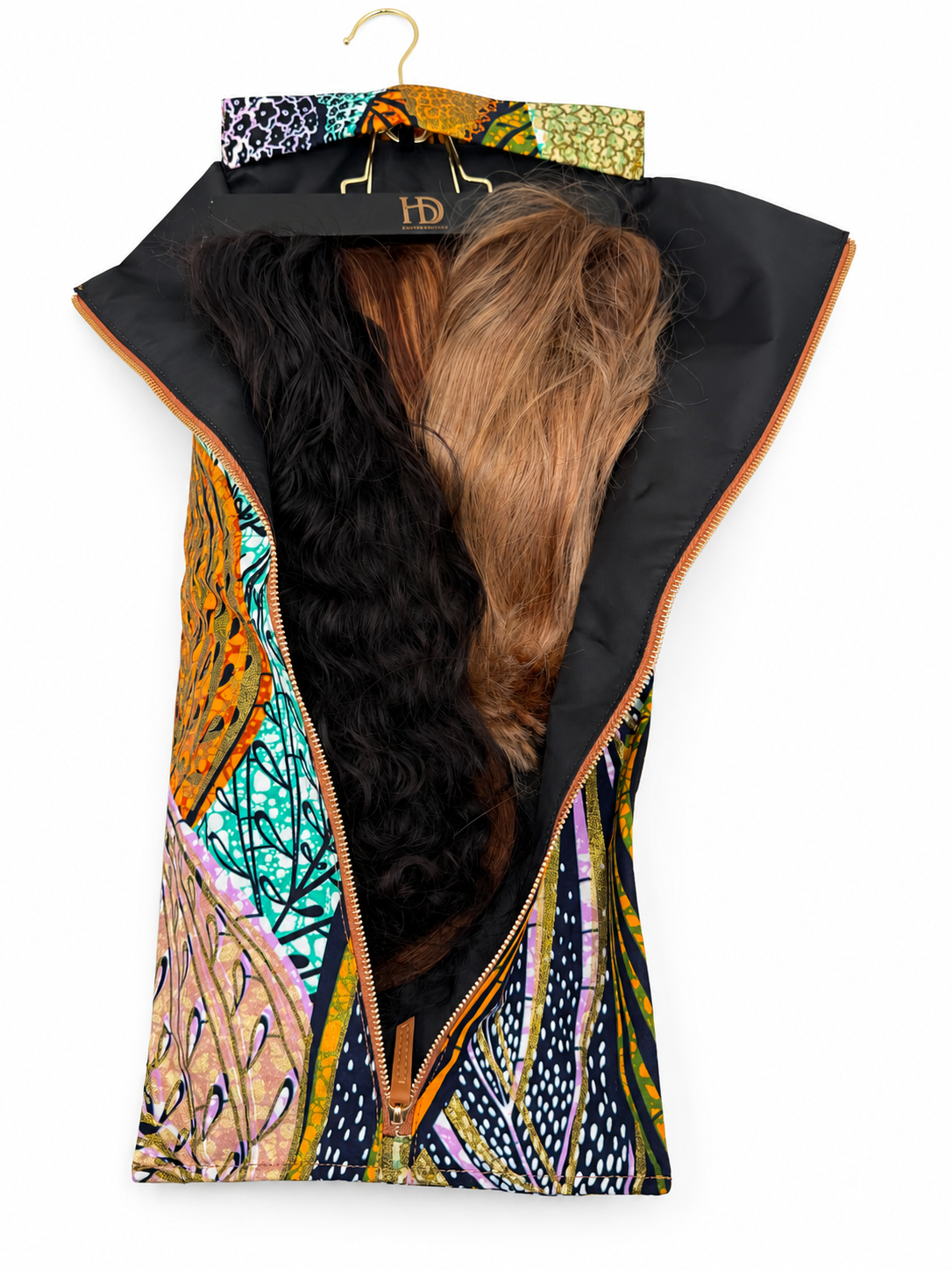 HeriGo™ Satin-Lined Wig & Extension Pouch + Hanger – Desert Camel - Club Hairitage