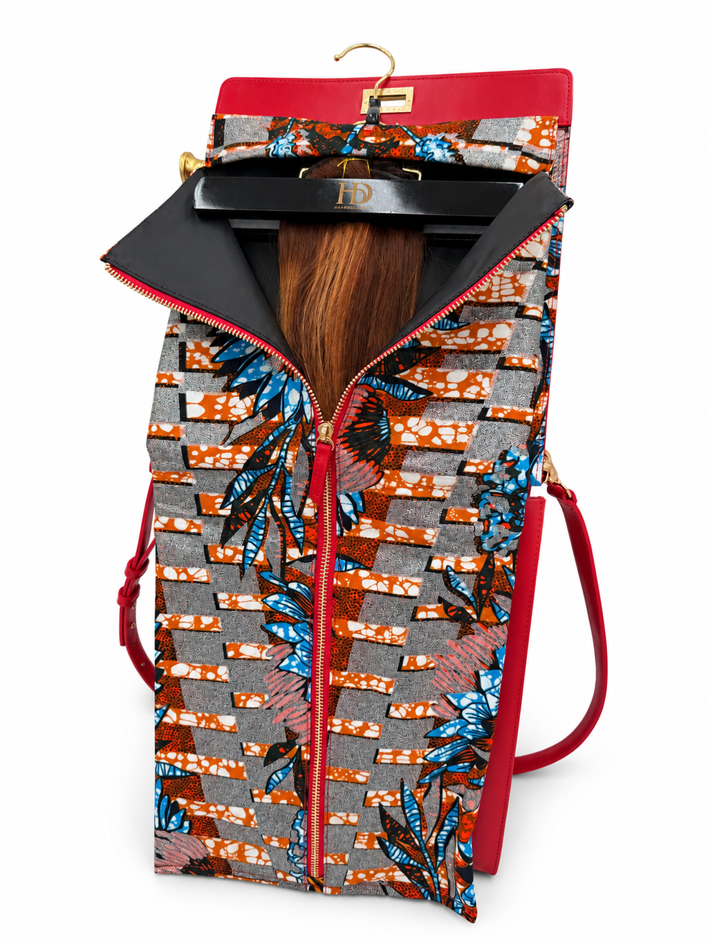 HeriGo™ Satin-Lined Wig & Extension Pouch + Hanger – Royal Garnet - Club Hairitage