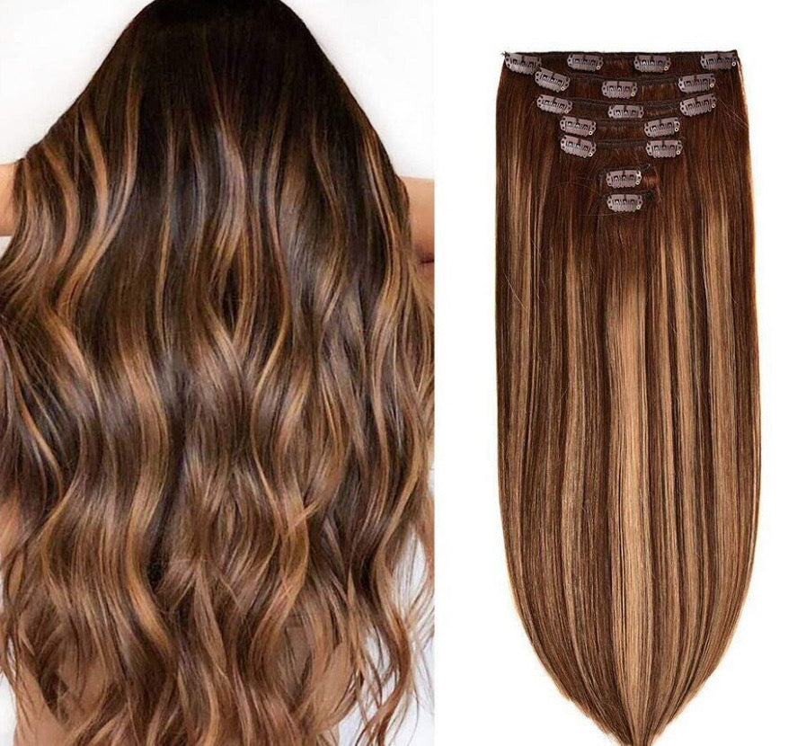Custom Super Virgin Clip-In Extensions – 7-Piece Set - Club Hairitage