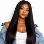 20" 4x4 Lace Part Pre-Plucked Straight Human Hair Wig – 150% Density - Hairdentity