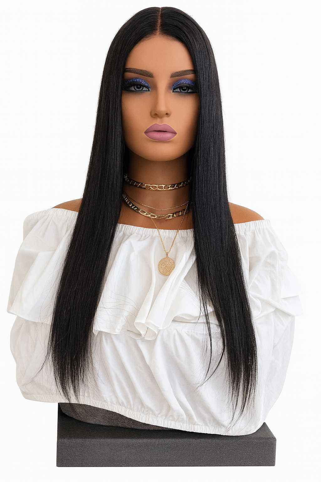 "The Midnight Muse": Glueless 4x4 Lace Part Pre-plucked 150% Density Straight Hair Wig