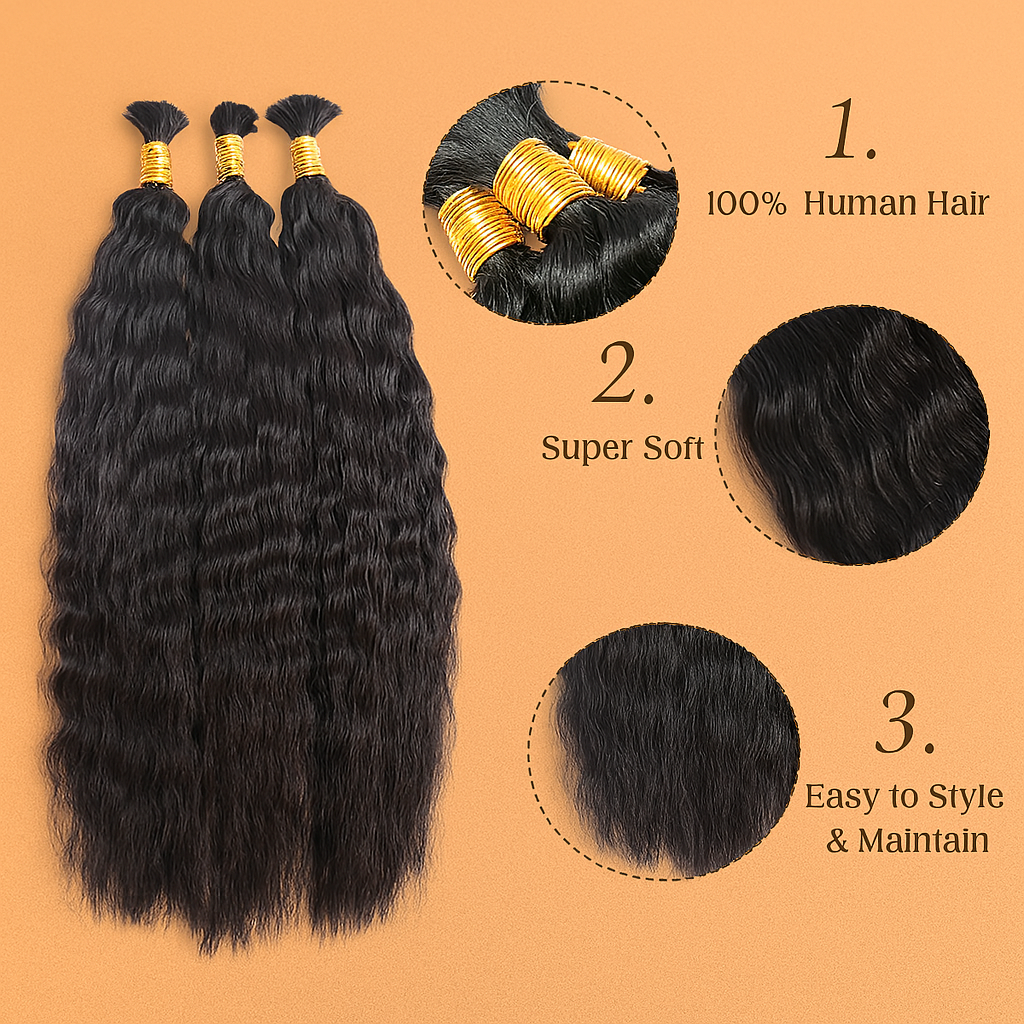 Wet & Wavy Bulk Human Braiding Hair - Club Hairitage