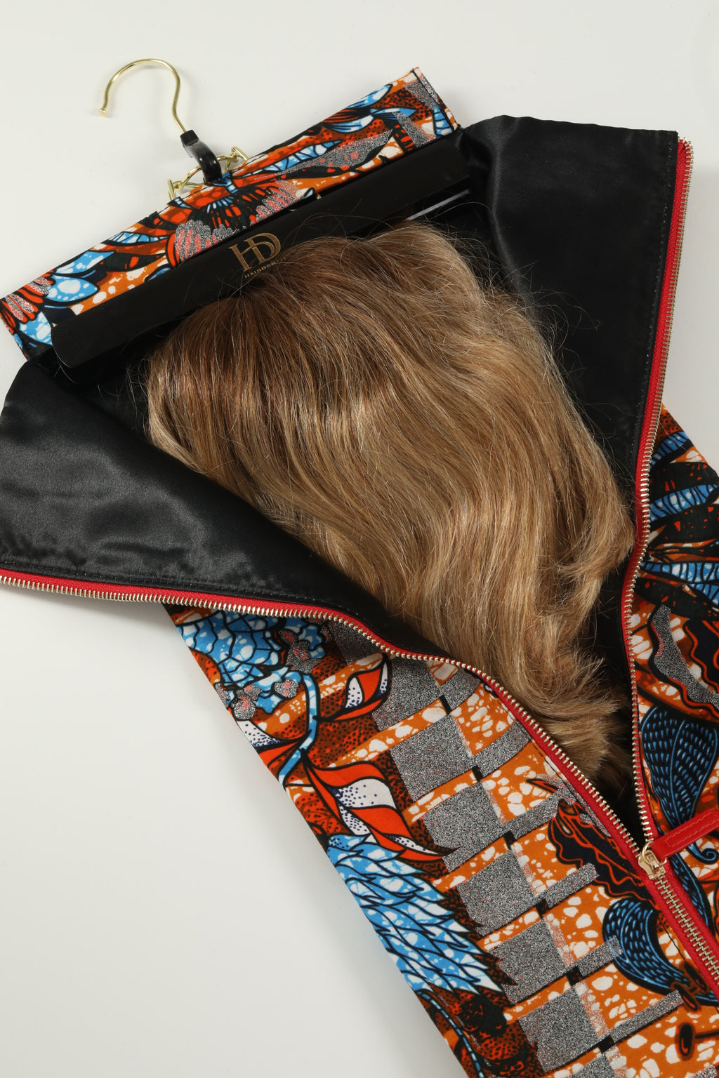 HeriGo™ Satin-Lined Wig & Extension Pouch + Hanger – Royal Garnet - Club Hairitage