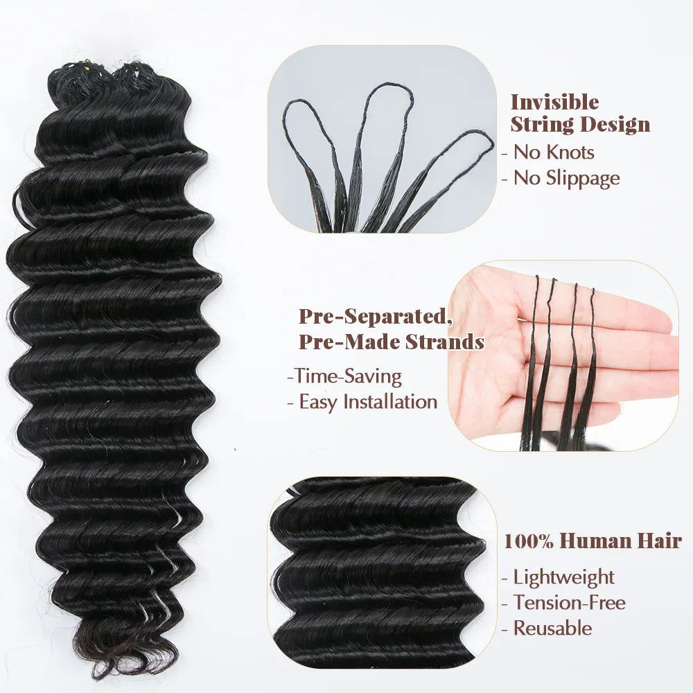 Bulk Human Braiding Hair – Deep Wave Crochet (Invisible String) - Club Hairitage