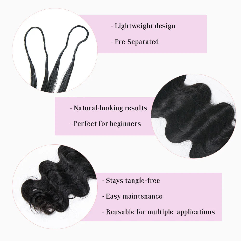 Bulk Human Braiding Hair – Body Wave Crochet (Invisible String) - Club Hairitage