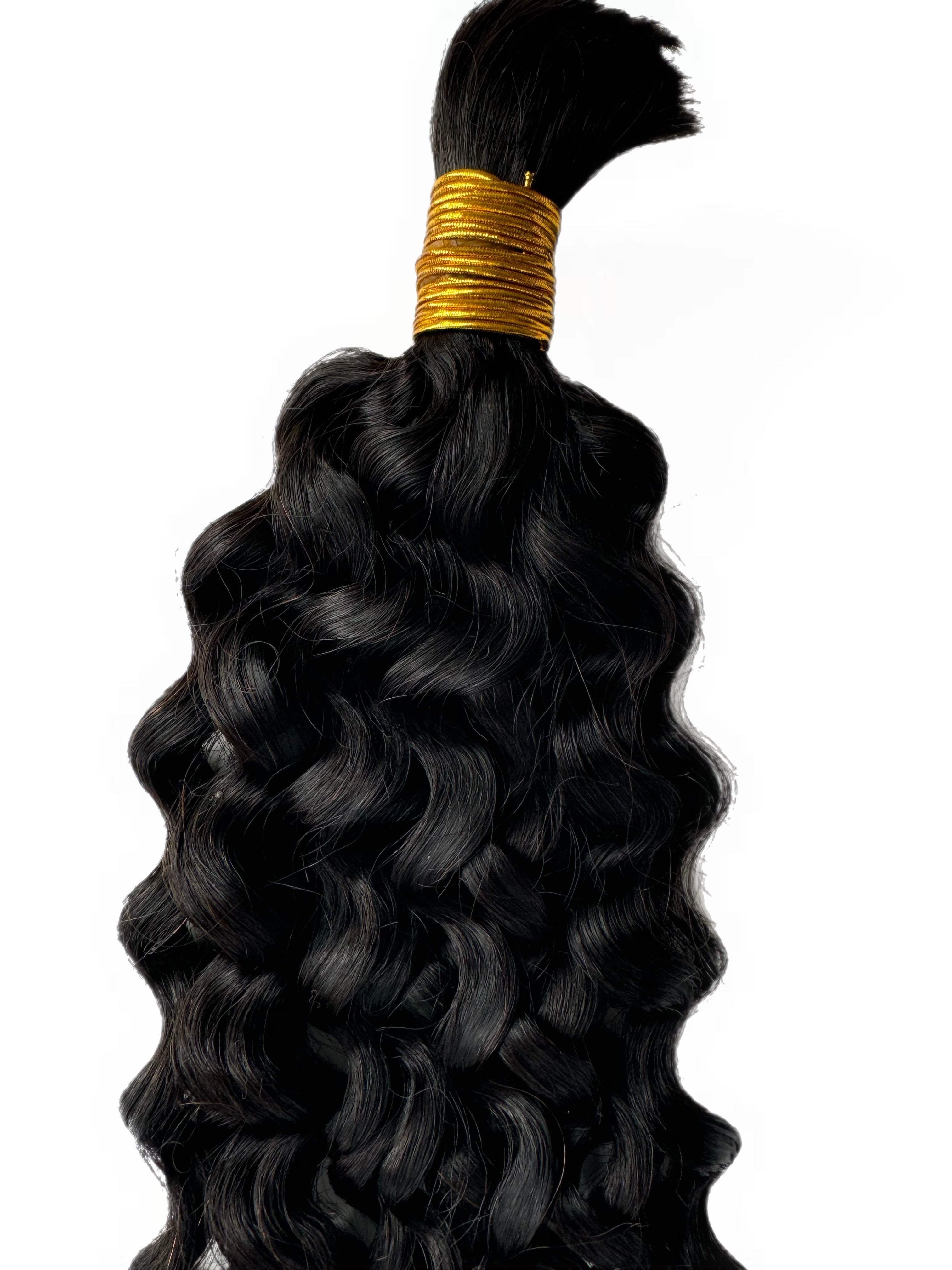 Bulk Human Hair for Braiding Natural Black Water Wave - Club Hairitage