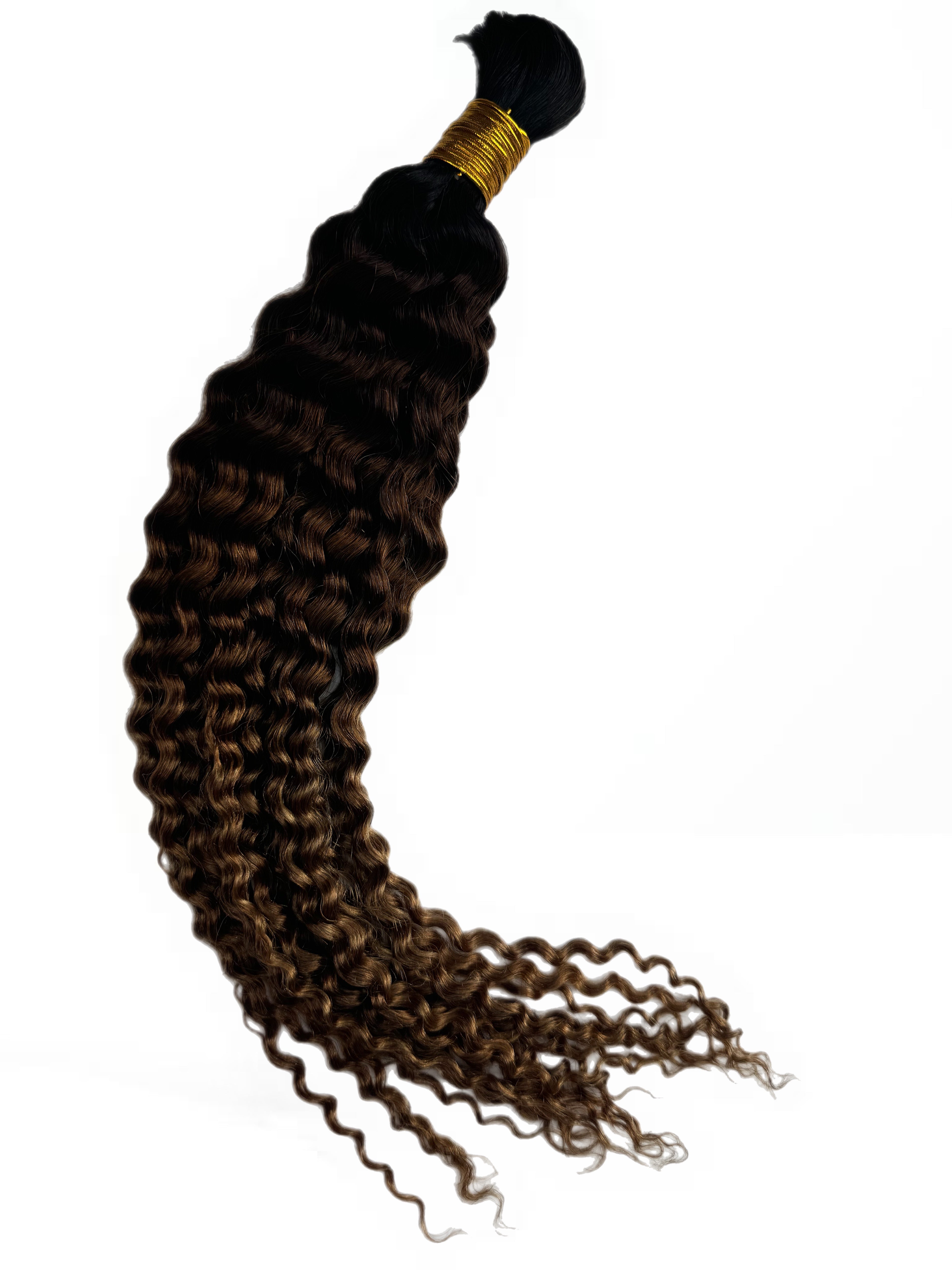 Bulk Human Braiding Hair #1b/4/27 Ombre Deep Curly - Club Hairitage