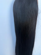 24" V Part Glueless Yaki Straight Natural Black Wig With Invisi Drawstring 100% Human Hair - Hairdentity