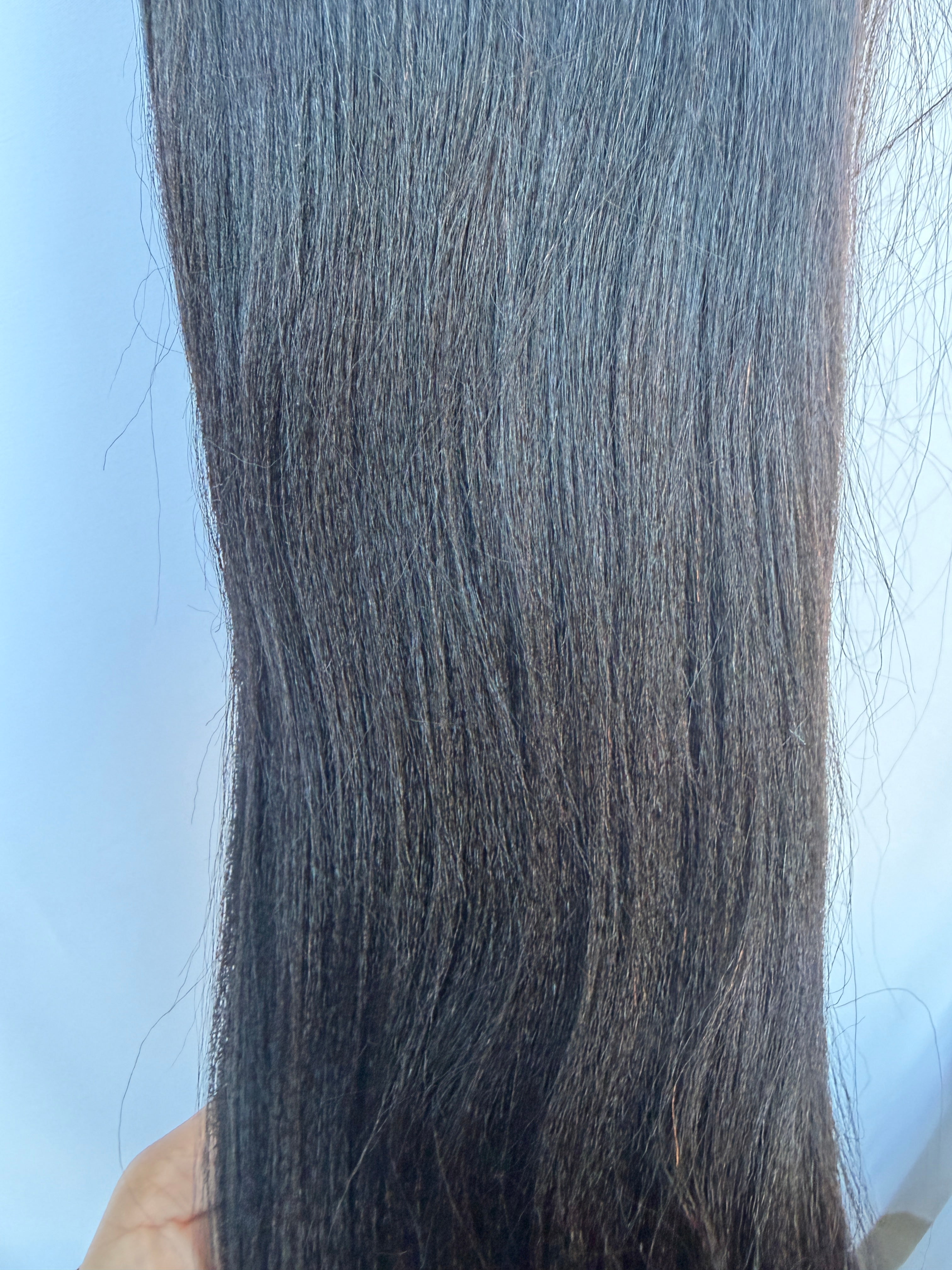 24" V Part Glueless Yaki Straight Natural Black Wig With Invisi Drawstring 100% Human Hair - Club Hairitage