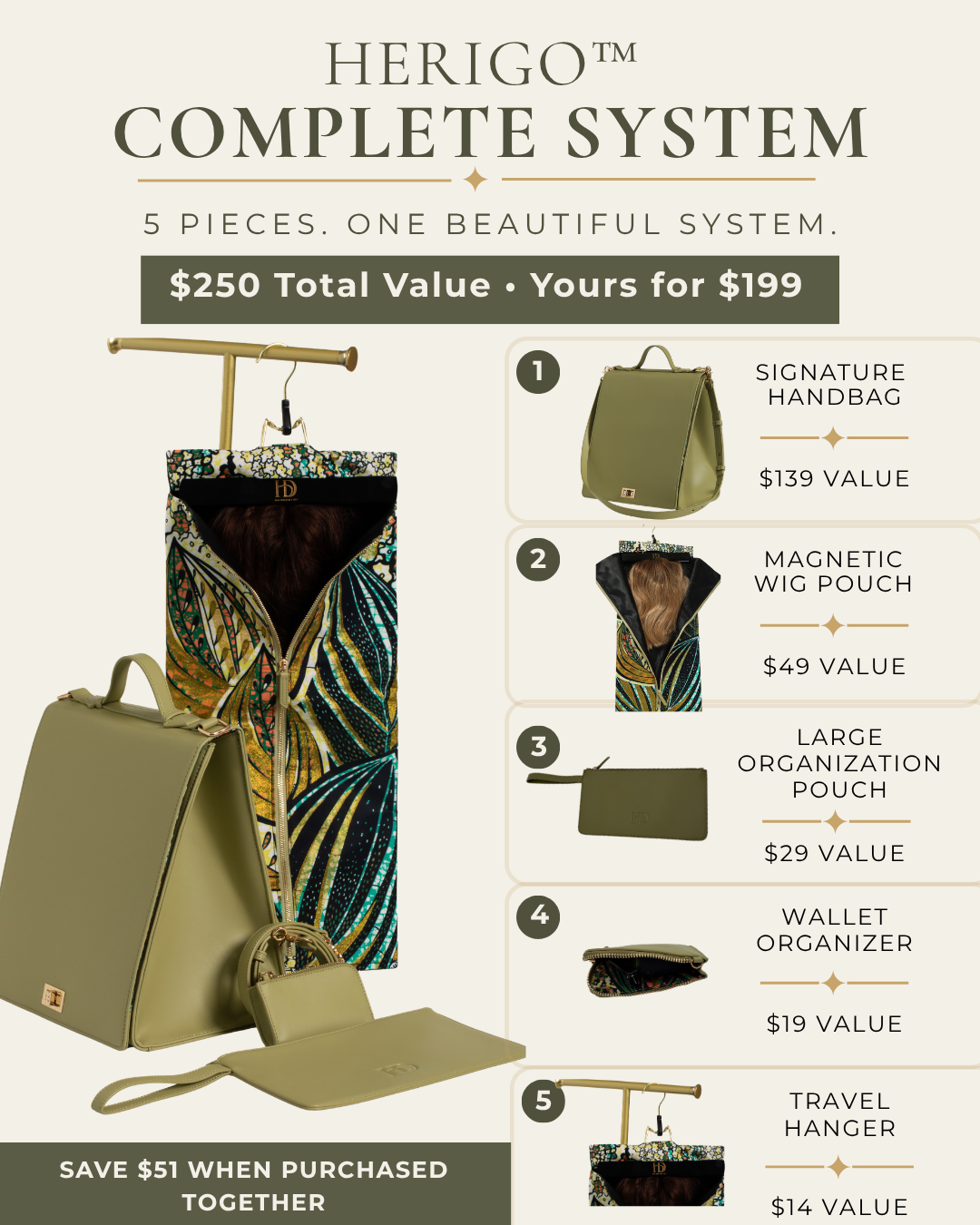 HeriGo™ Hair System - Heritage Olive