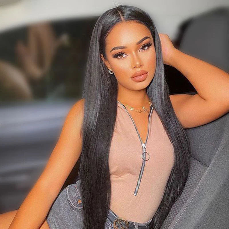 20" 4x4 Lace Part Pre-Plucked Straight Human Hair Wig – 150% Density - Club Hairitage