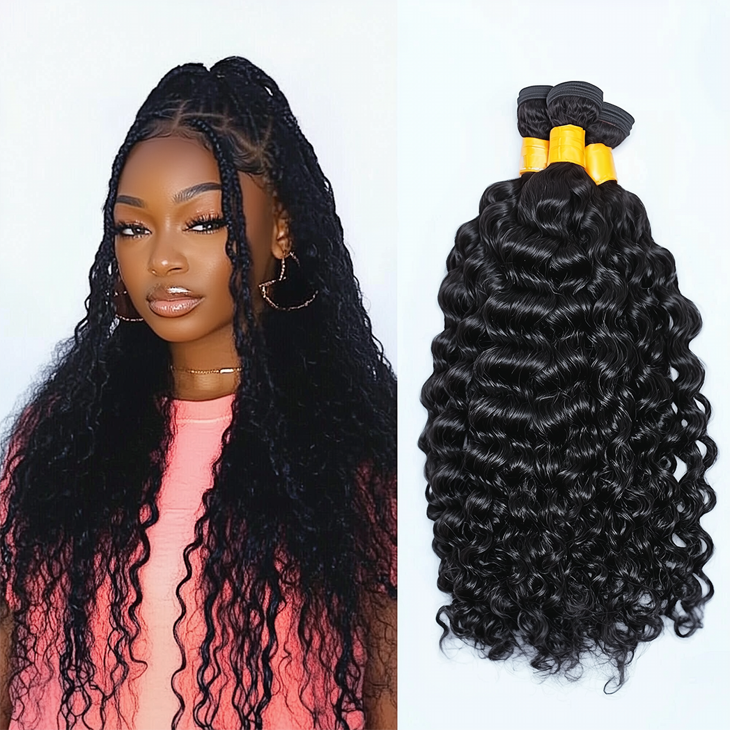 Bulk Human Hair for Braiding Natural Black Water Wave - Club Hairitage